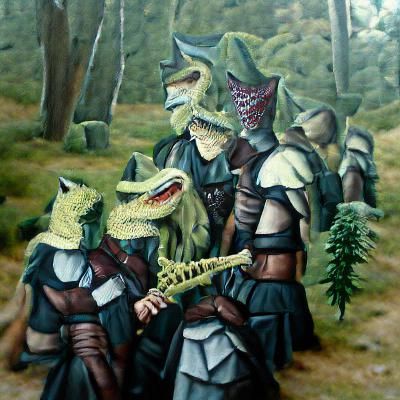 Lizardfolk Fellowship Oil Painting on Canvas