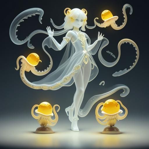 Bioluminescent Tentacled Creature in 3D Game Style