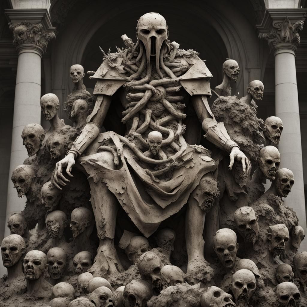 Dusty Statue Golem Horror with Halo and Scepter