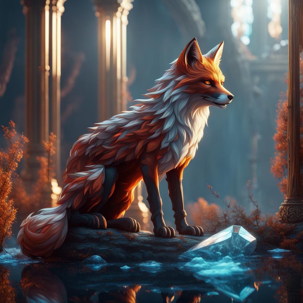 Glass Fox Detailed Matte Painting in 8K