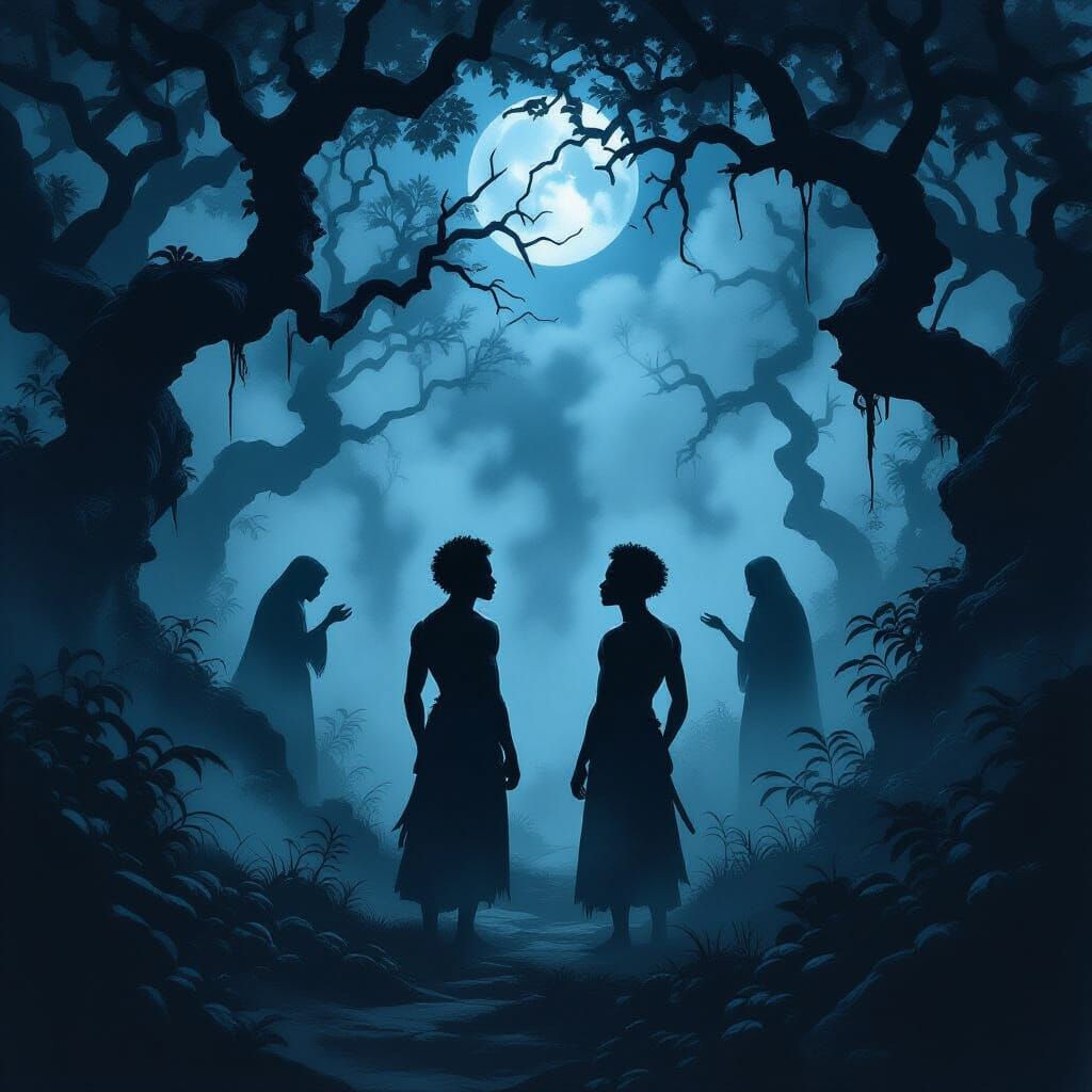 Dark African Forest Spirits Surround Twin Men