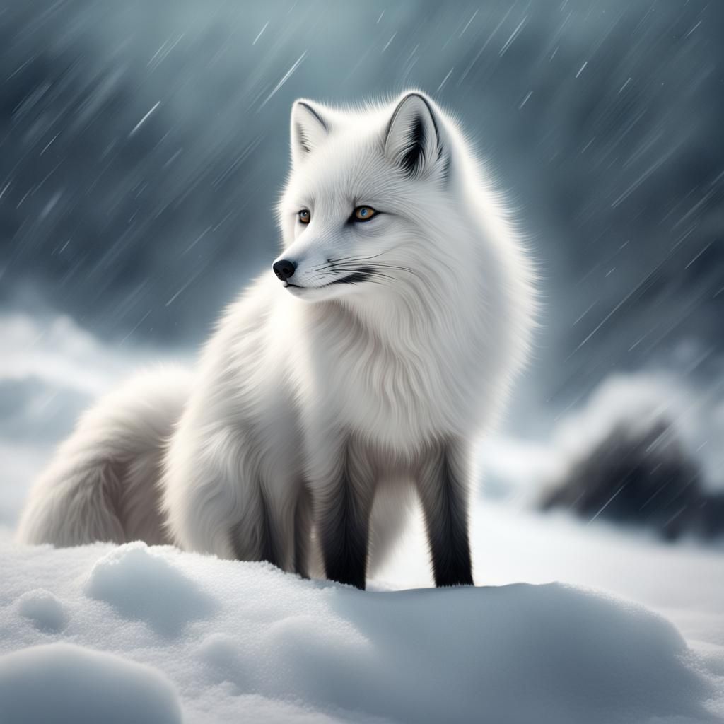 Elegant Arctic Fox in Snowy Landscape