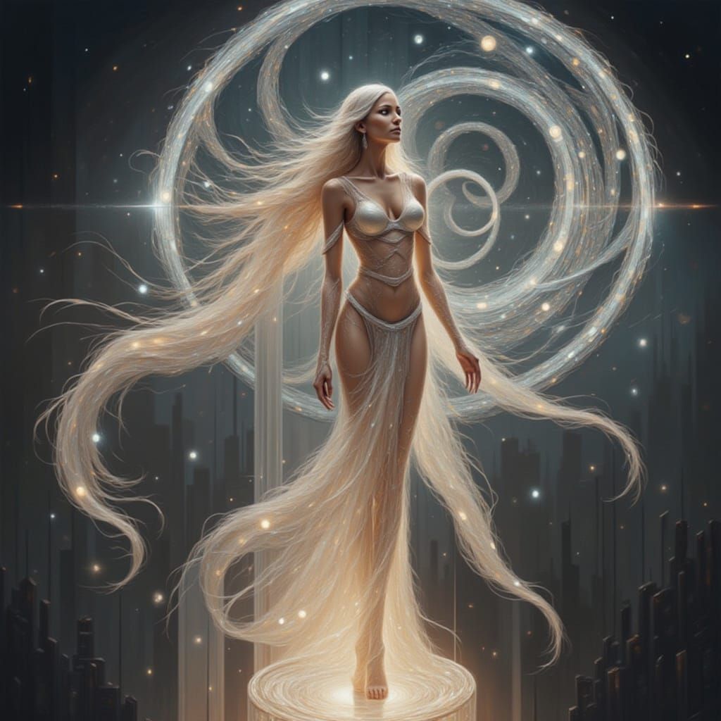 Ethereal Cyborg Time Keeper in Anime Style