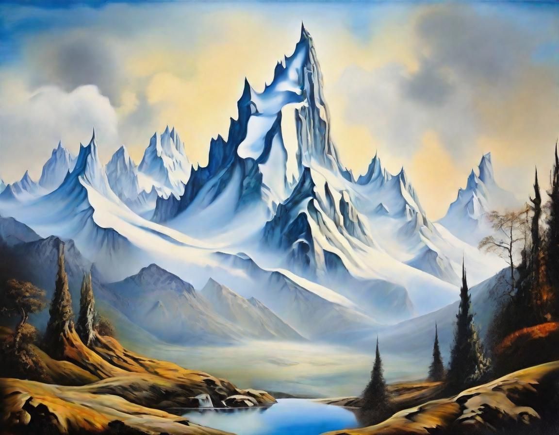 Surreal Mountain Landscape in Dali Style