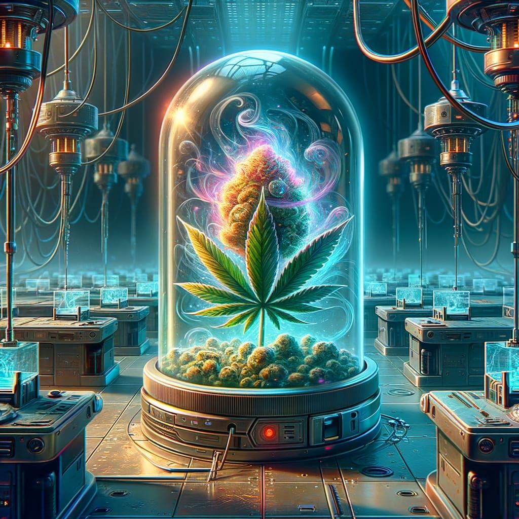 Whimsical Cyberpunk Bud in Glass Capsule