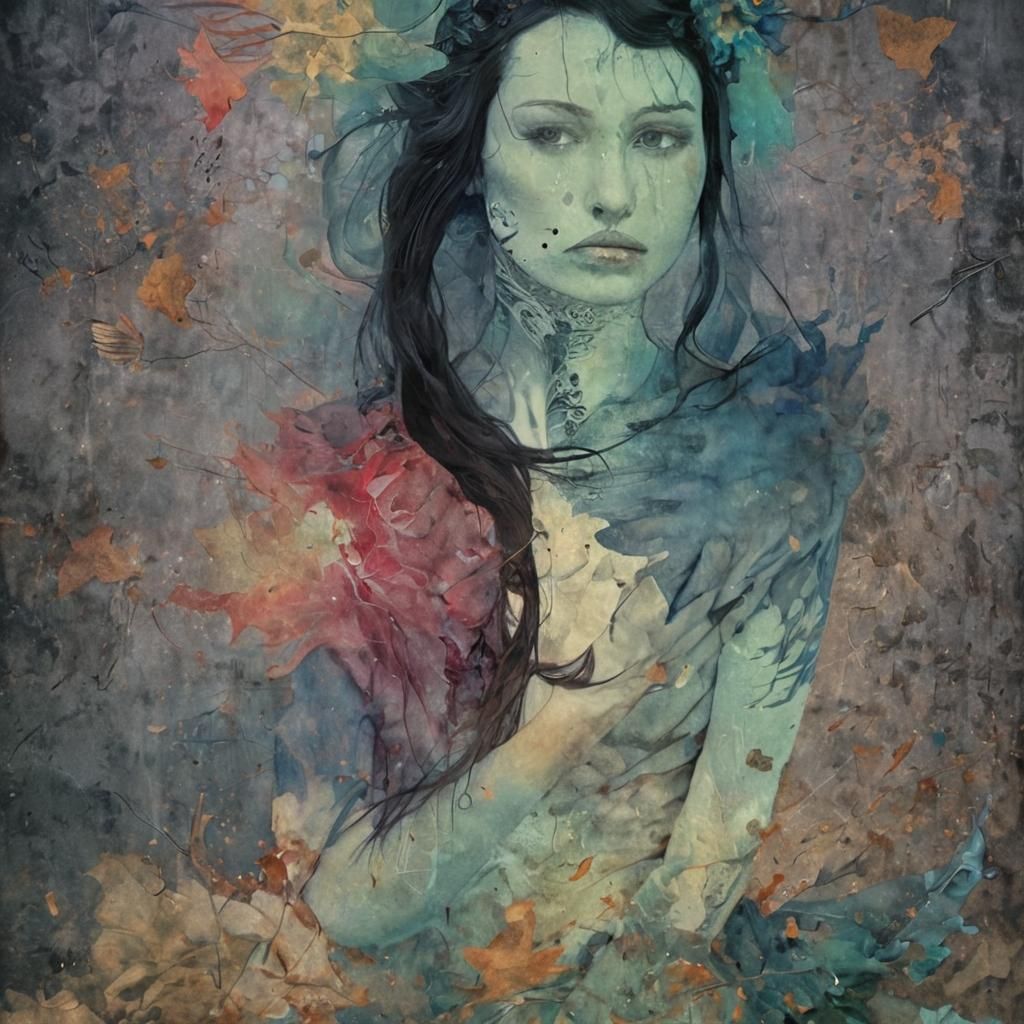 Angry Niflheim Banshee in Alcohol Ink Style