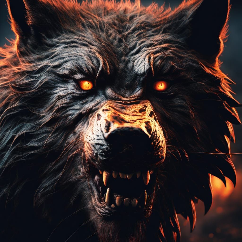 Hyperrealistic Werewolf in Wilderness, Close-up