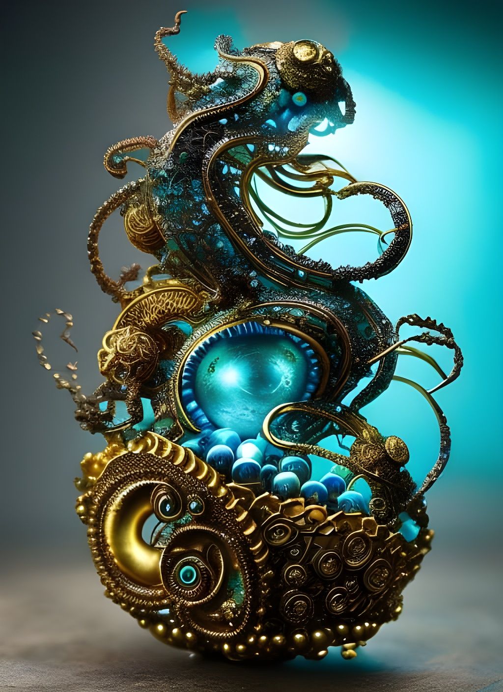 Intricate Octopus Treasure Box with Jewels
