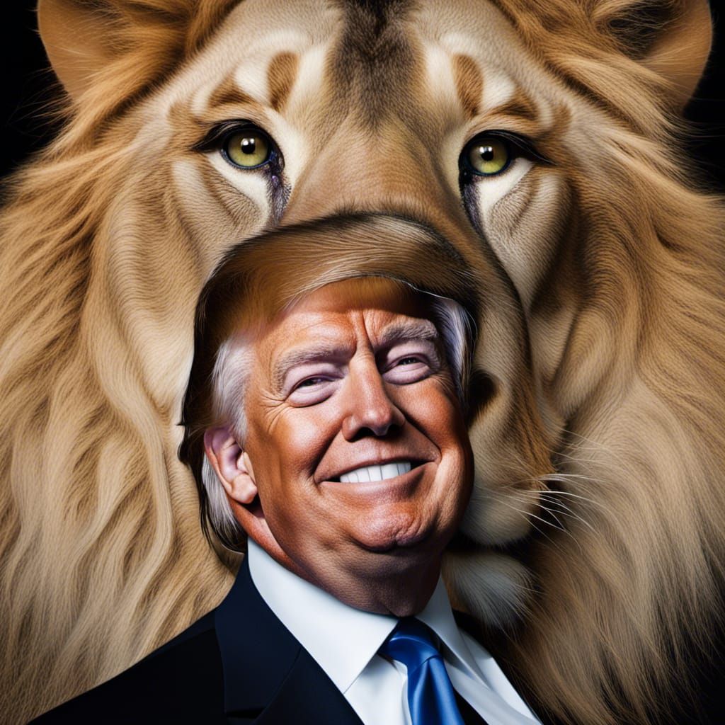 Donald Trump Portrait with Lion