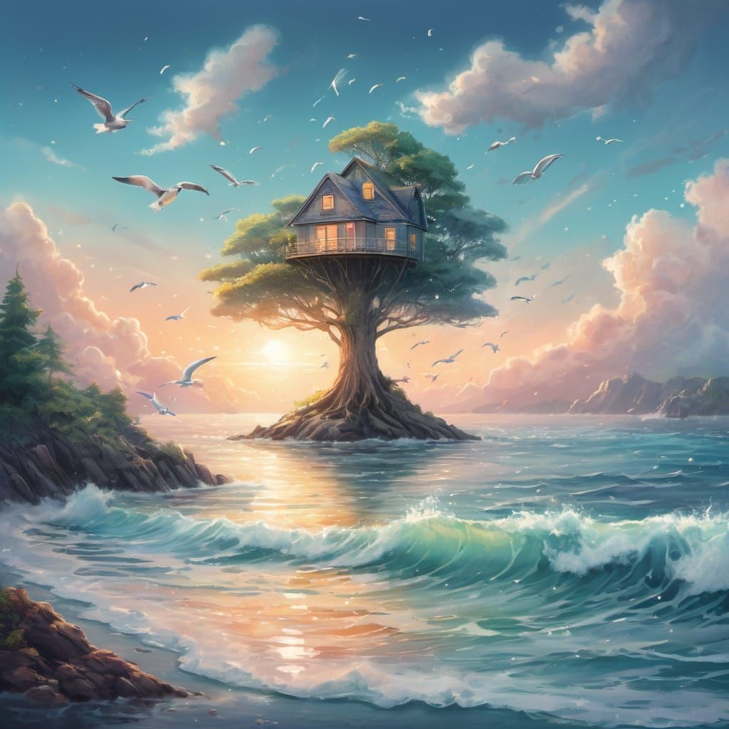 Whimsical Treehouse Amidst Oceanic Wonders