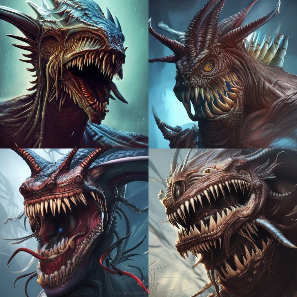 Menacing Alien Creature in Hyperrealistic Comic Art