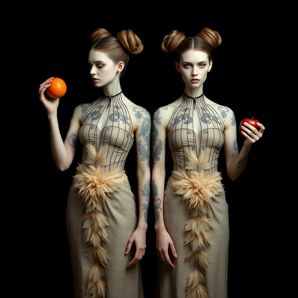 Ethereal Figures in Birdcage Dresses