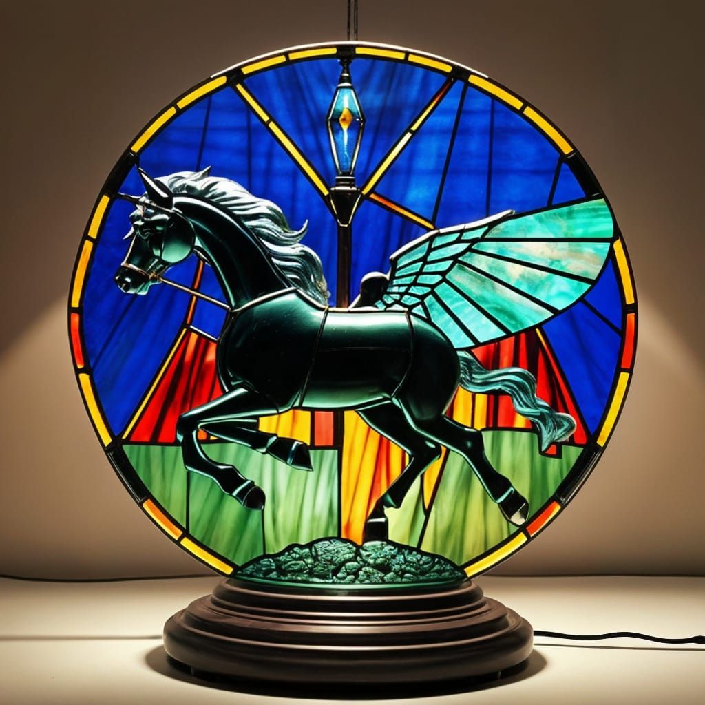 Tiffany Pegasus Lamp in Art Deco Style