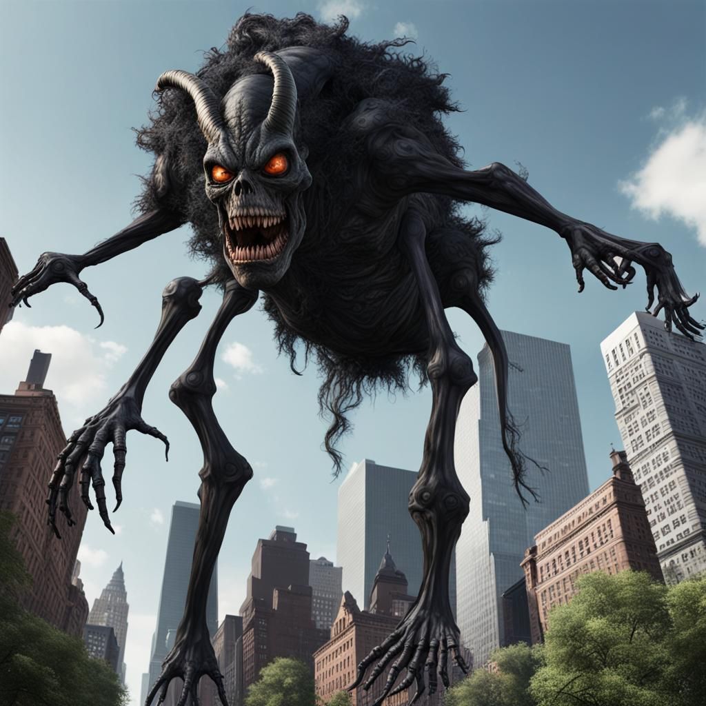 Hyperrealistic Hexus Ooze Skeleton Over New York