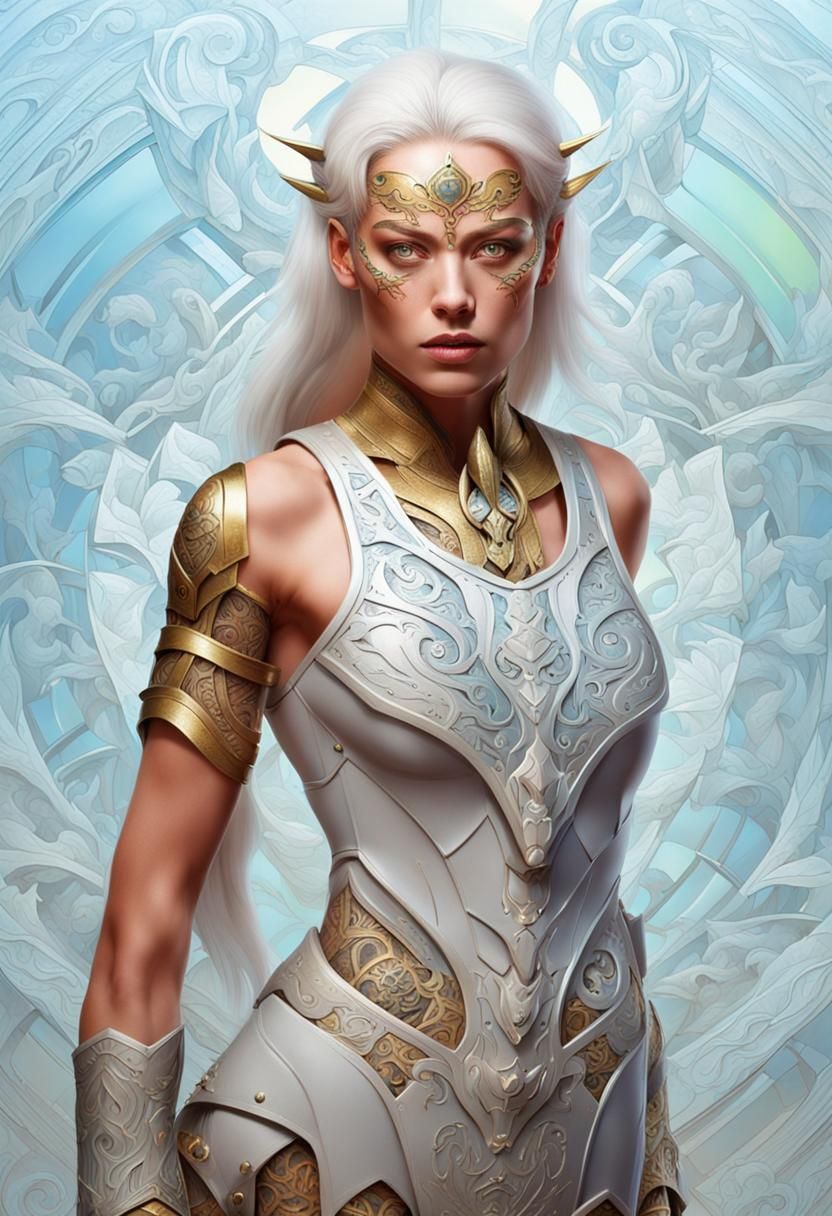 Muscular Warrior Woman in Steampunk Armor