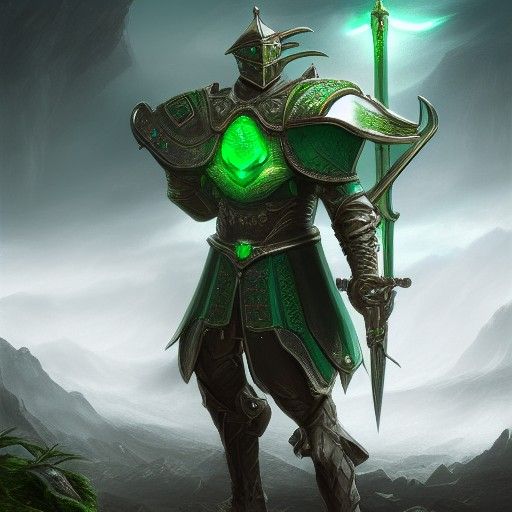 Emerald Knight with Sword and Shield