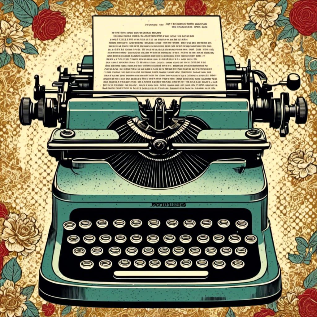 Vintage Typewriter in 1940s Pop Style