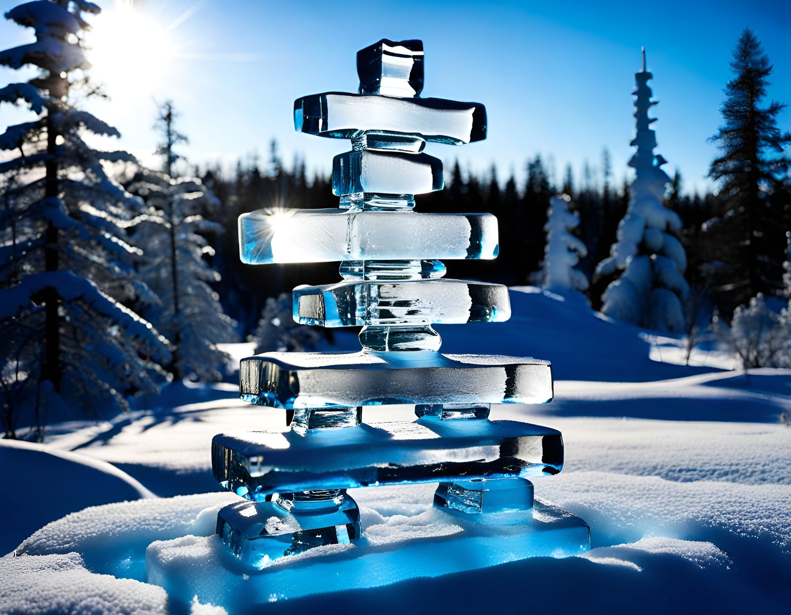 2024.01.15 🌹 Ice 🧊 Sculptures 🥶(Inukshuk - often found all over Canada 🇨🇦 made with rectangular stones)
@manon74 🇨...