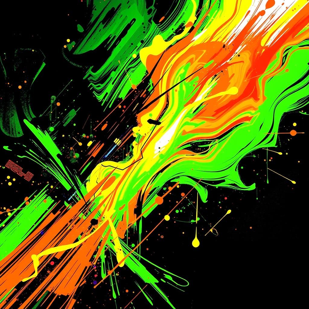 Abstract Neon Collision: A Chromoflux Duet
