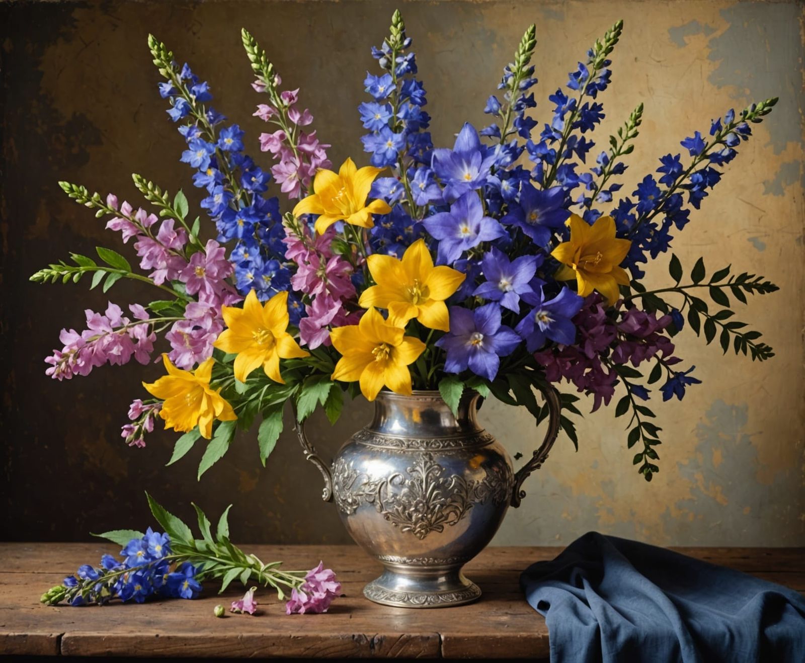 Larkspur Bouquet in Dutch Masters Style