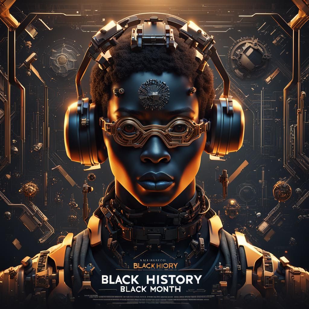 a stunning and artistic poster for Black History Month that celebrates Black excellence in various fields such as arts, ...