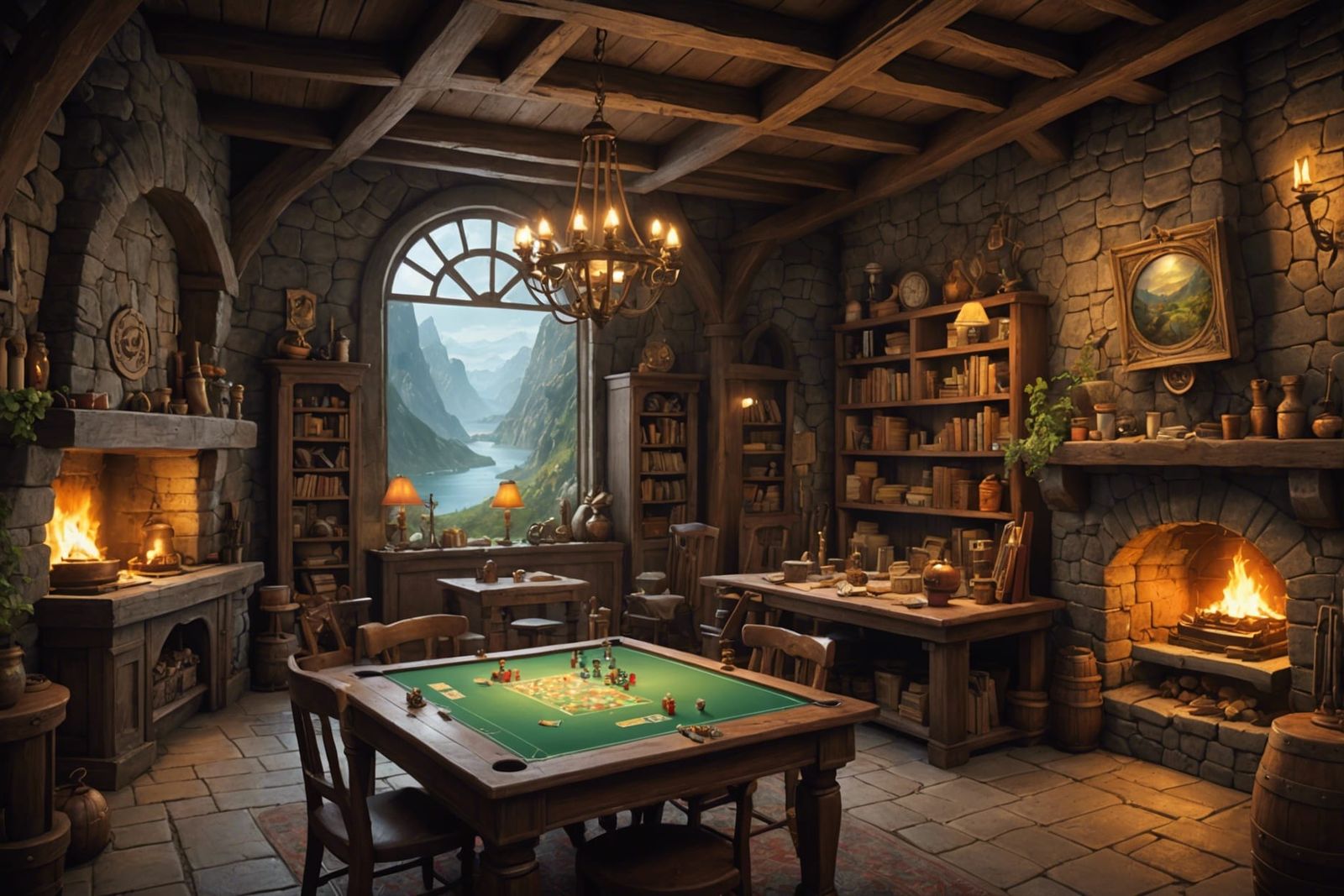 Board Game-Themed Worlds in Detailed Digital Painting