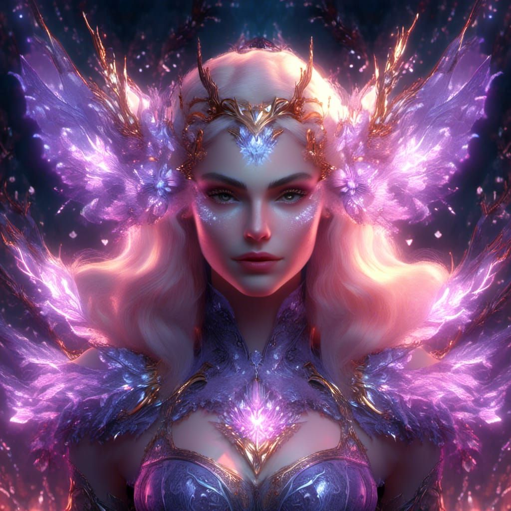 Bioluminescent Elf Woman Portrait in Surreal Filigree Style