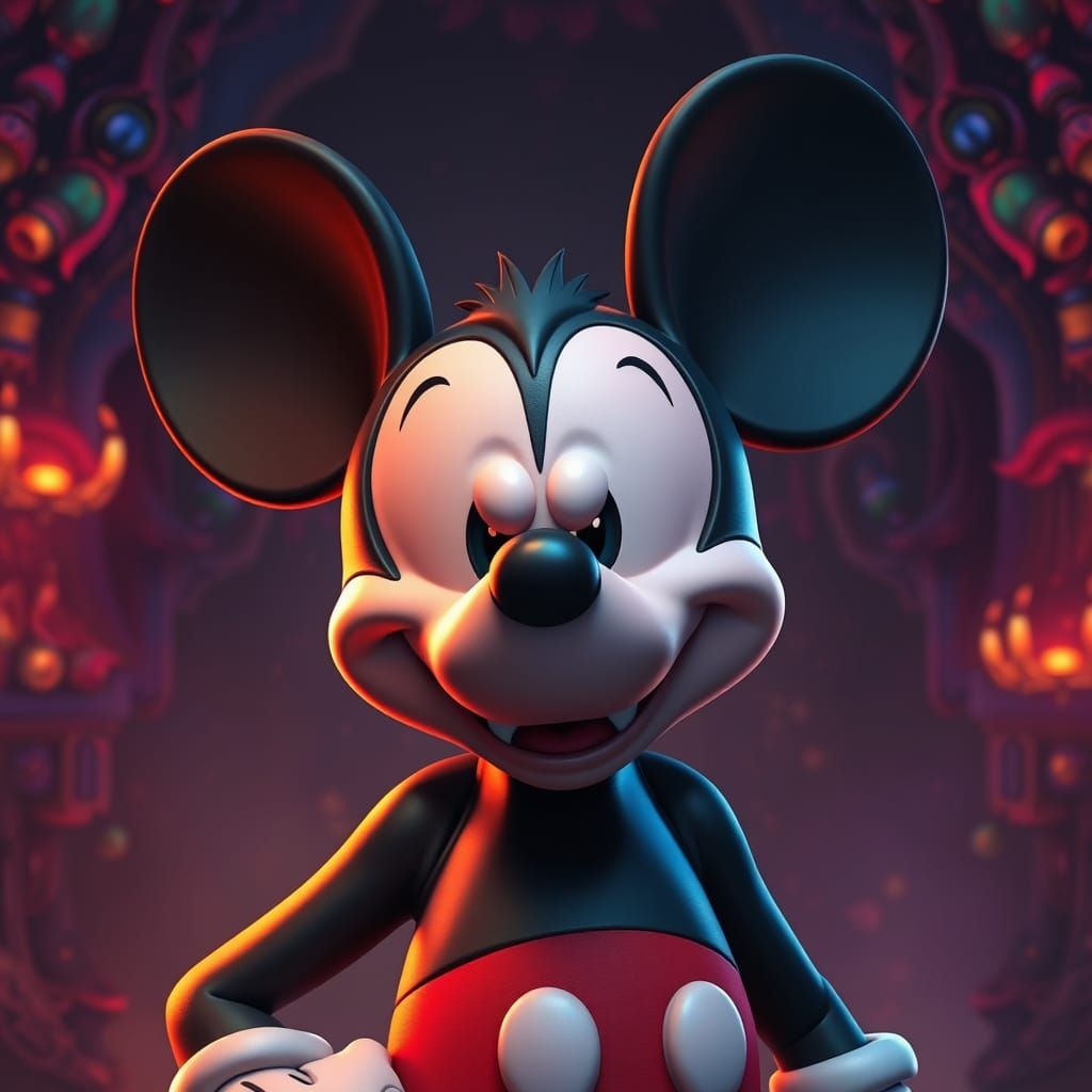 Stylized Mickey Mouse Sigma in a Fantastical Atmosphere