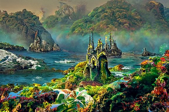 Mythical Island of Hy-Brasil in a Fantasy Landscape