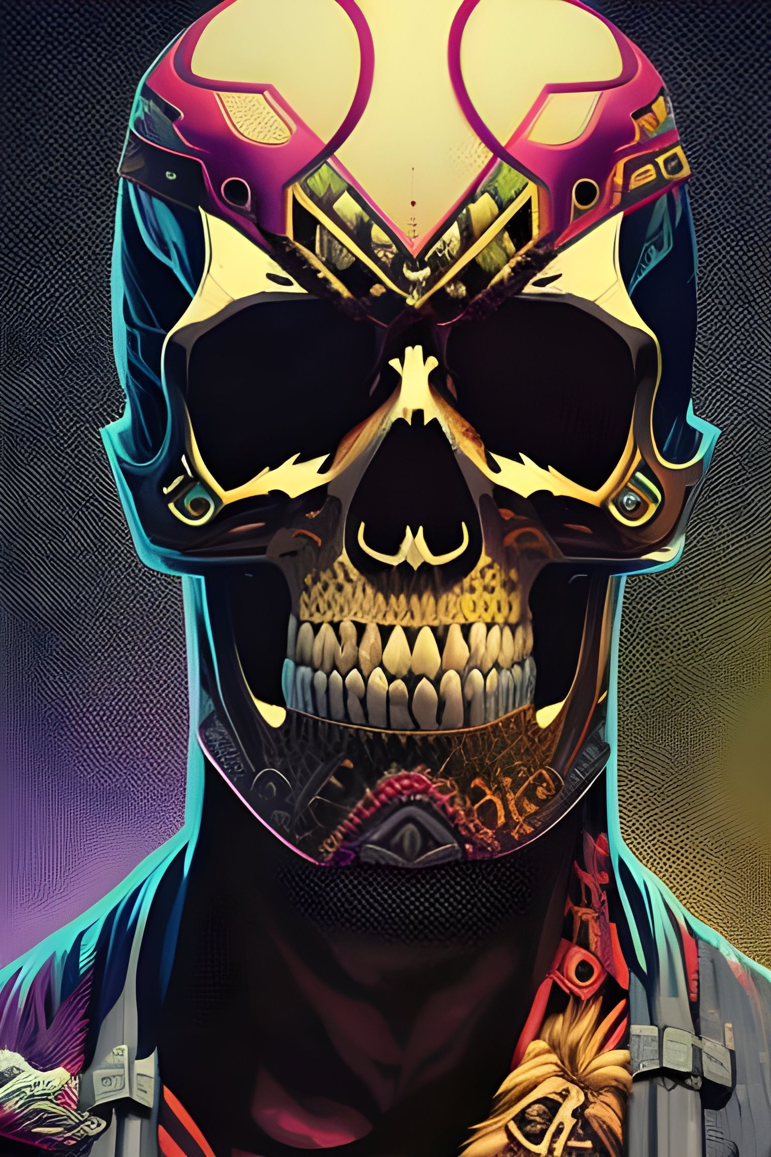 Badass Skeleton Man in Pixelated Sci-Fi Style