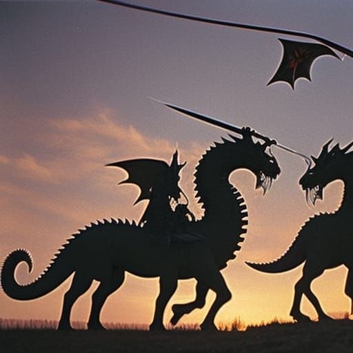 Dragons Attack Confederate Soldiers: Vintage Photograph