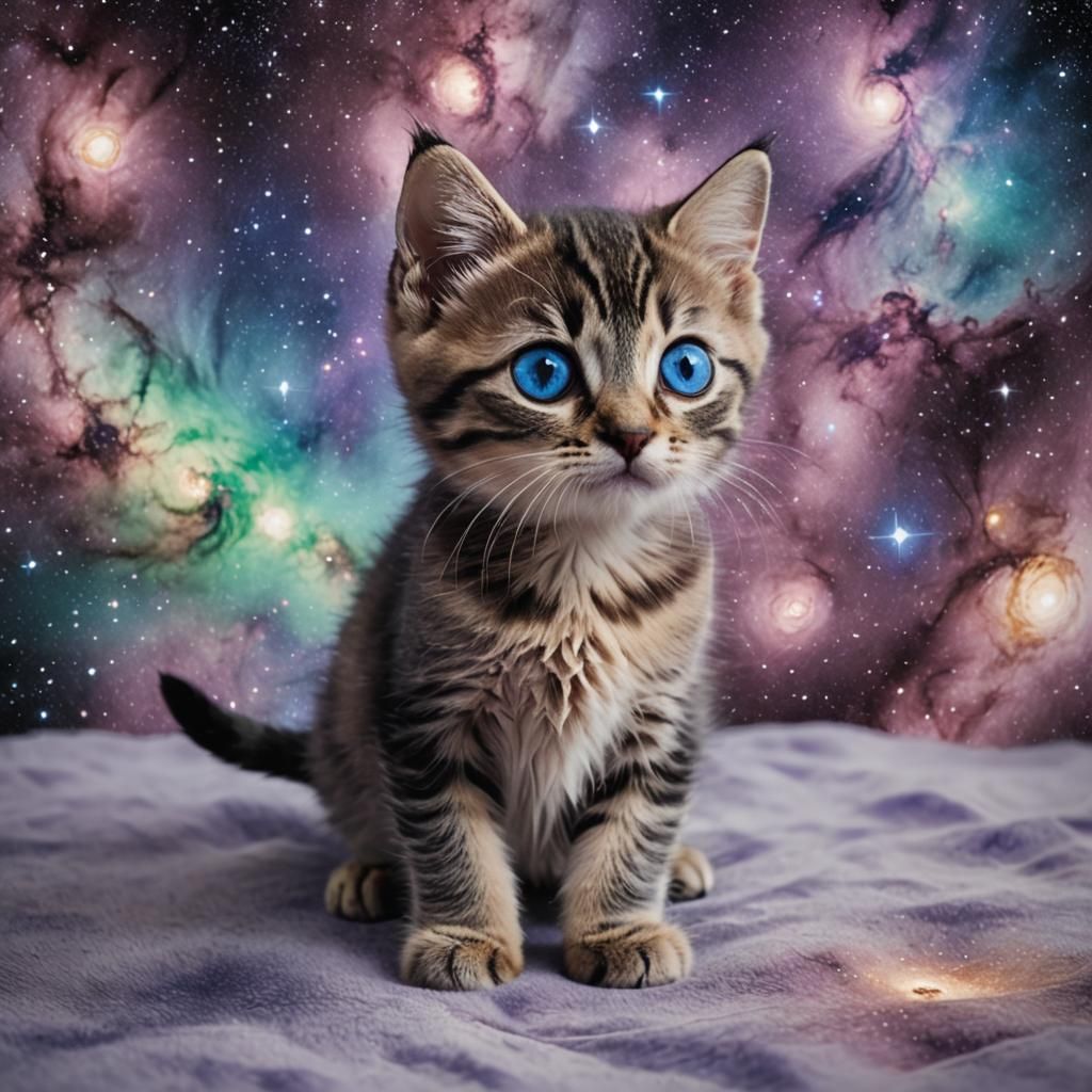 Kitten with Hypnotic Galaxy Eyes