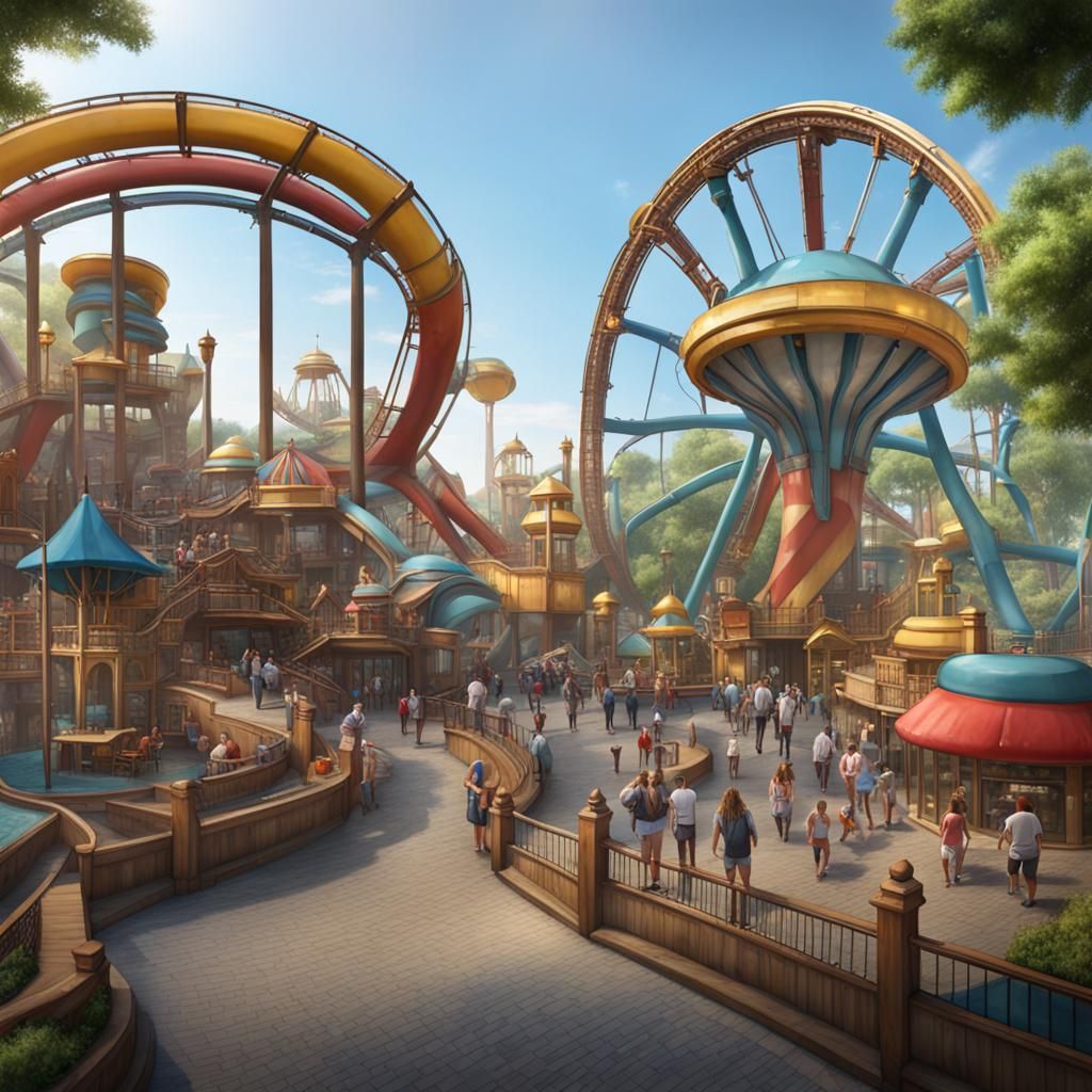 Realistic Theme Park Digital Rendering
