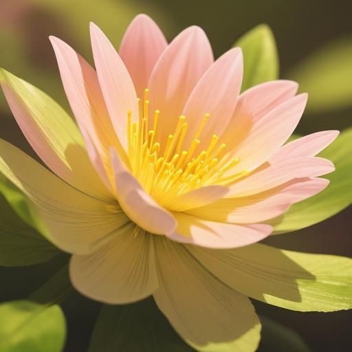 Glowing Pink Flower in Mystical Forest, Fantasy Art