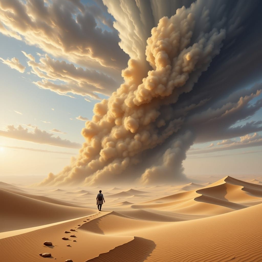 Majestic Desert Sandstorm and Whirlwind