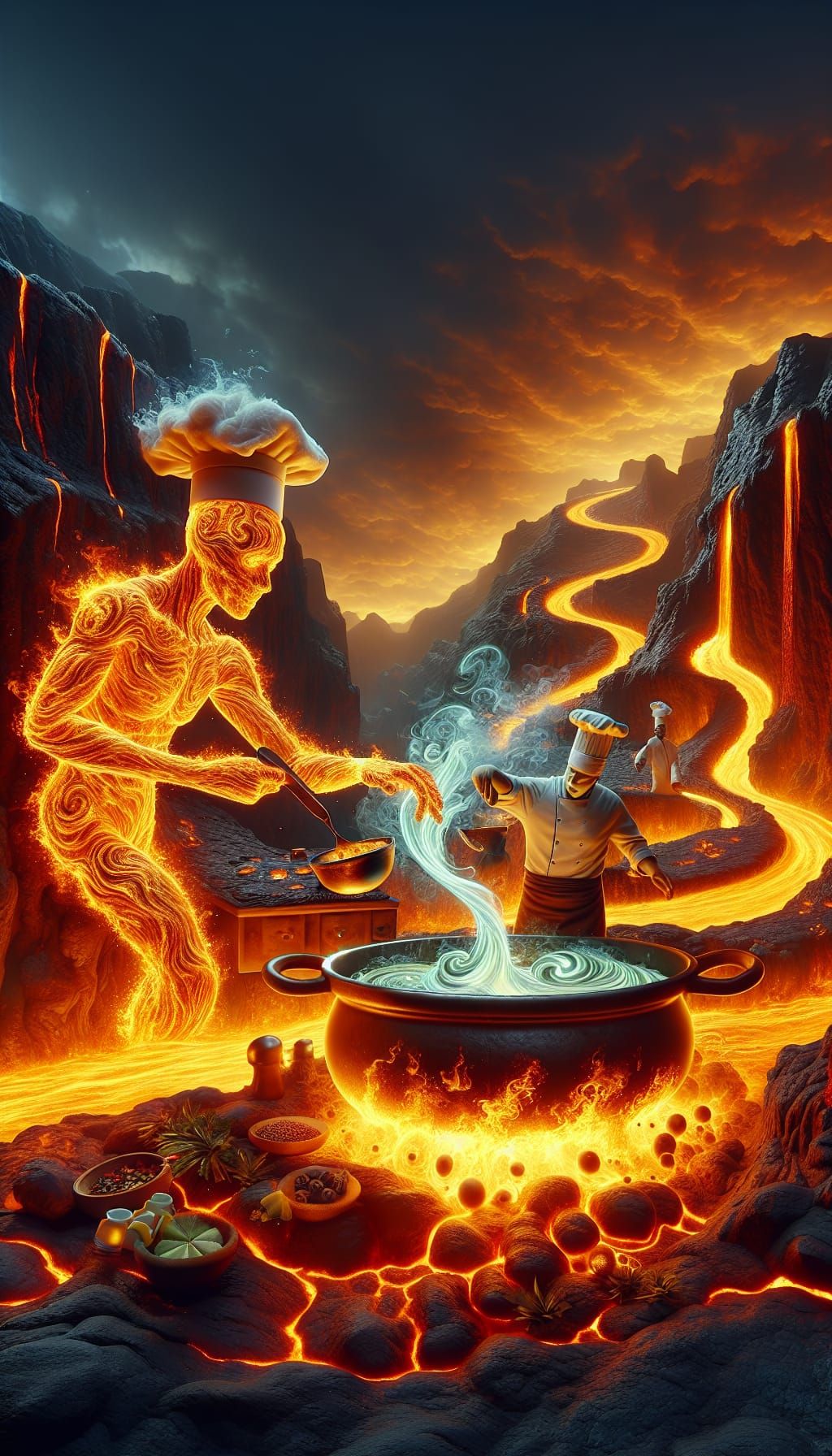 Fiery Chef Transfers Golden Elixir to Radiant Golem in Hyper...