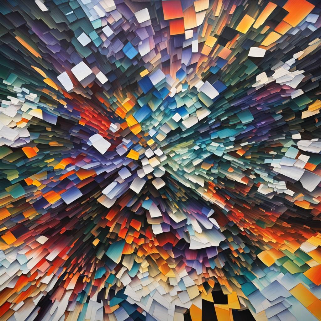 Chaotic Art Studio: Dynamic Colors in Surreal Mosaic
