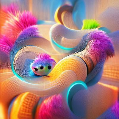 Friendly Fluffy Snake in 3D Digital Art