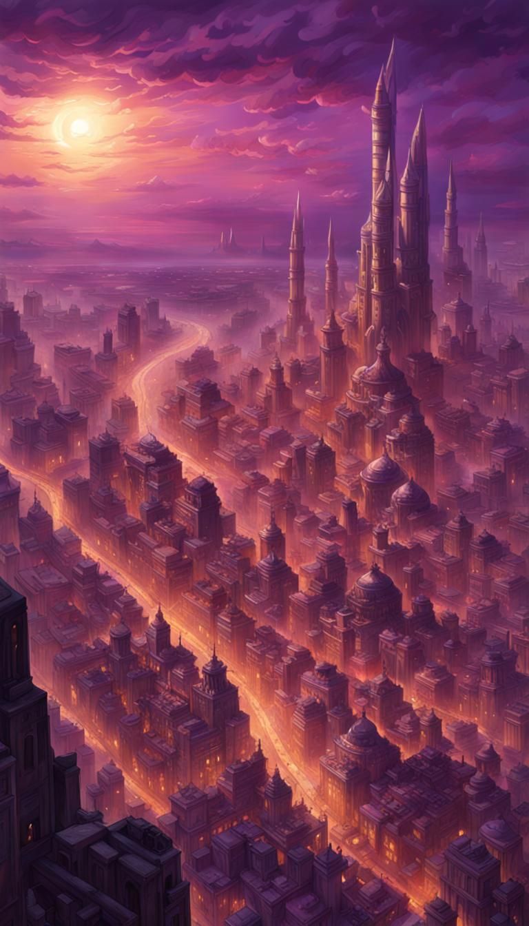 Magical Purple City Sunrise