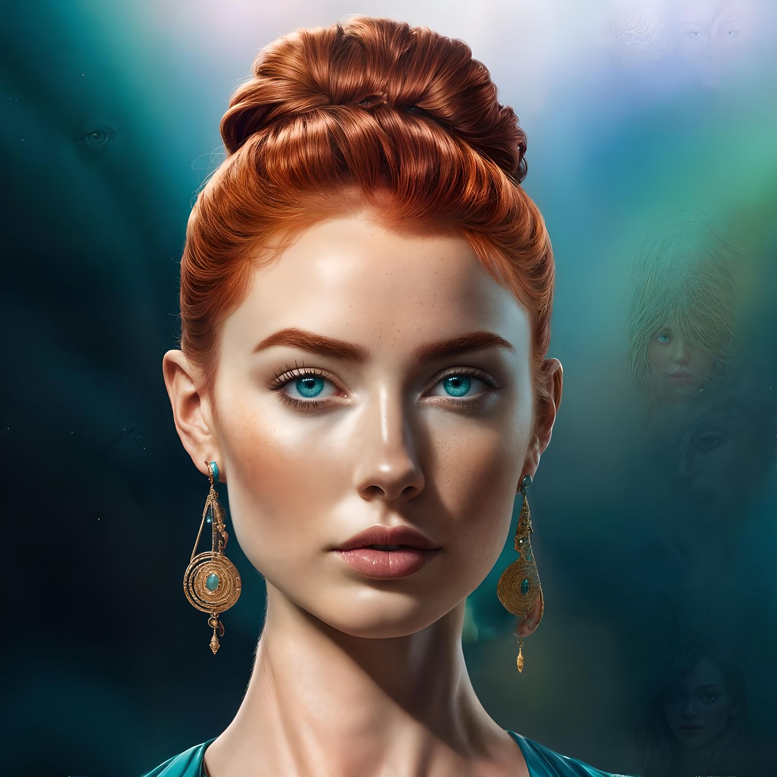 Beautiful Stoic Woman Portrait in Art Nouveau Style