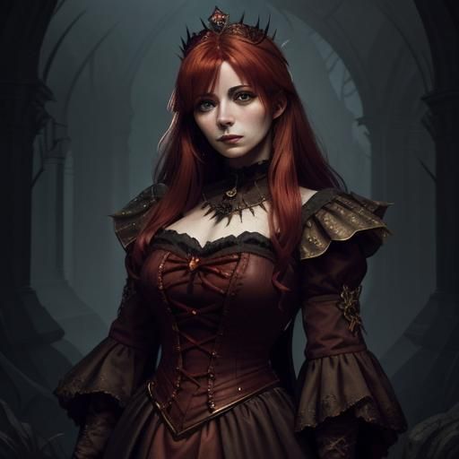 Victorian Gothic Maiden in Dark Fantasy Style