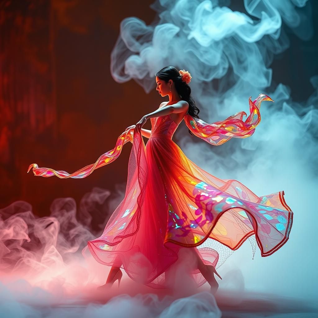 Elegant Couple Dancing in Crystalline Glass Attire