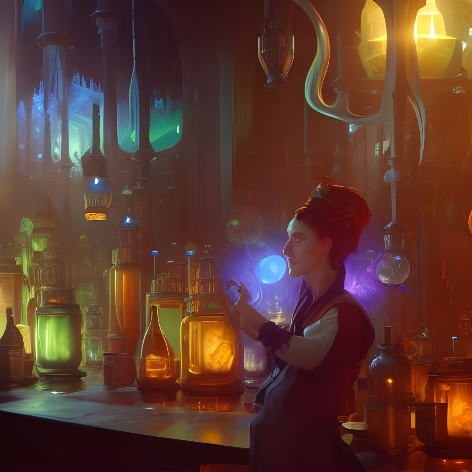 Potion Brewer's Lair: Hyperdetailed Concept Art
