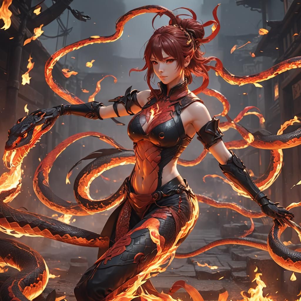 Fiery Serpent in Anime Style