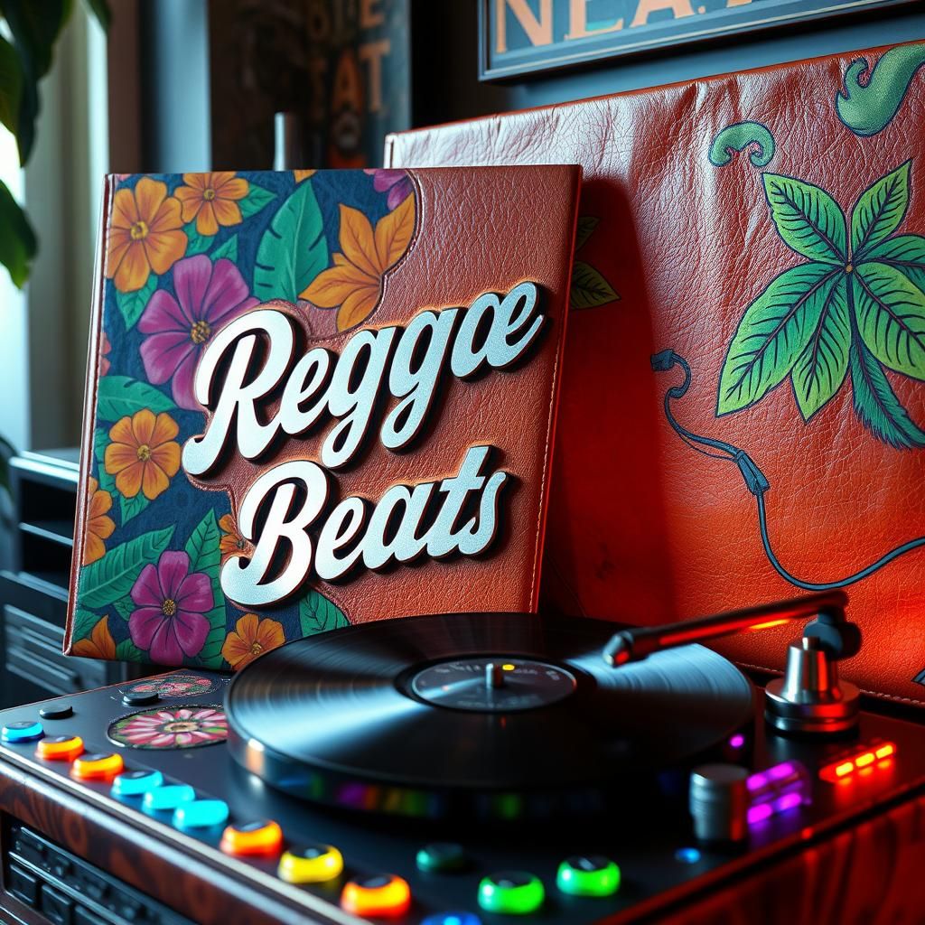Vibrant Vinyl Reggae Album on Leather Record Sleeve with Psy...