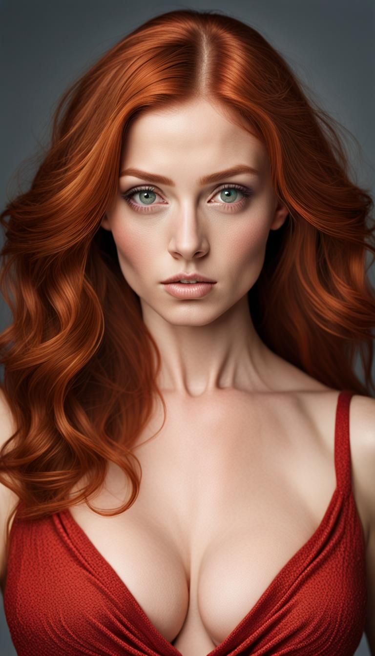 Rear View of a Red-Haired Woman in 4K