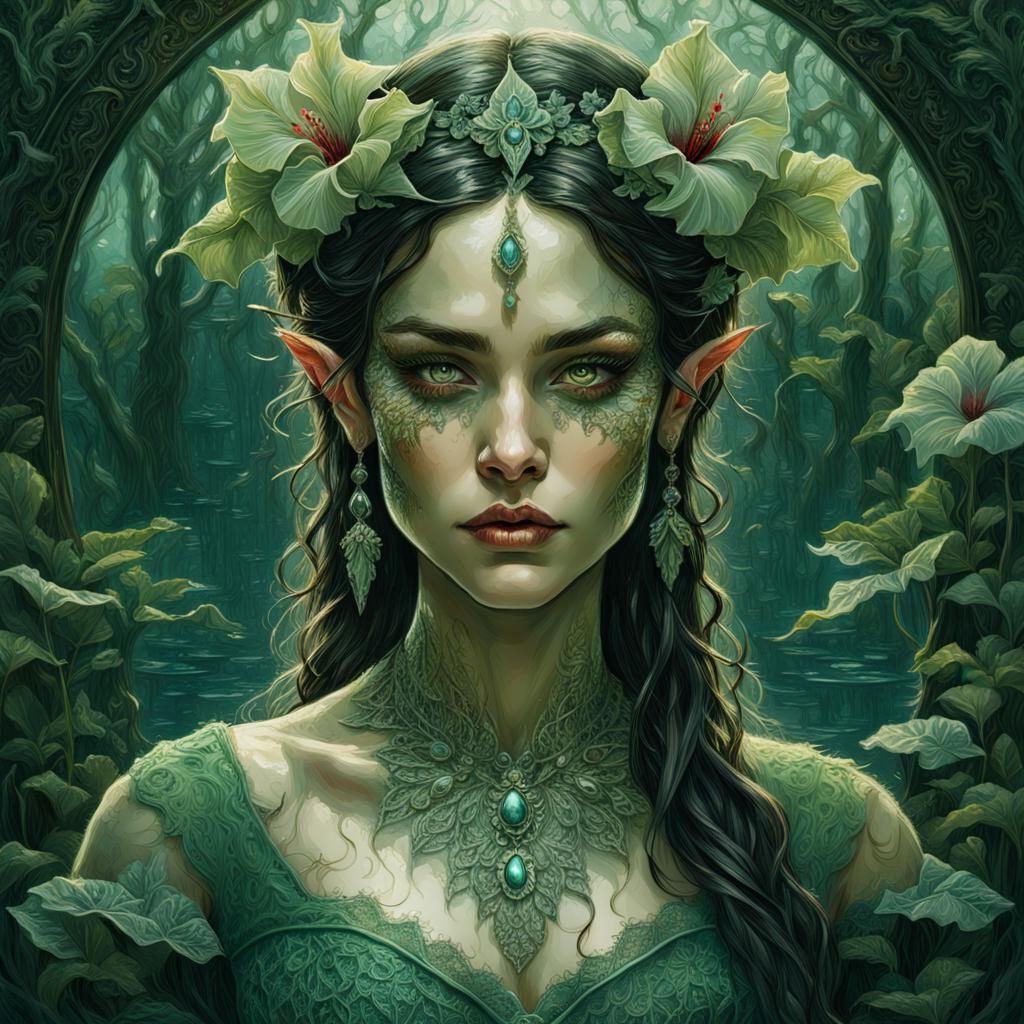 Enchanting Elf Queen in Dark Fantasy Style