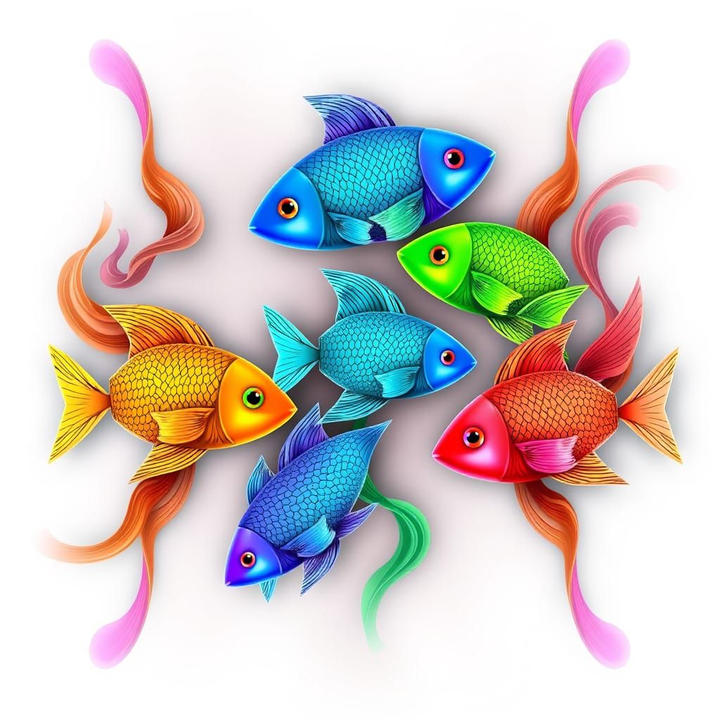 Vibrant Aquatic Abstraction in Fractal Style