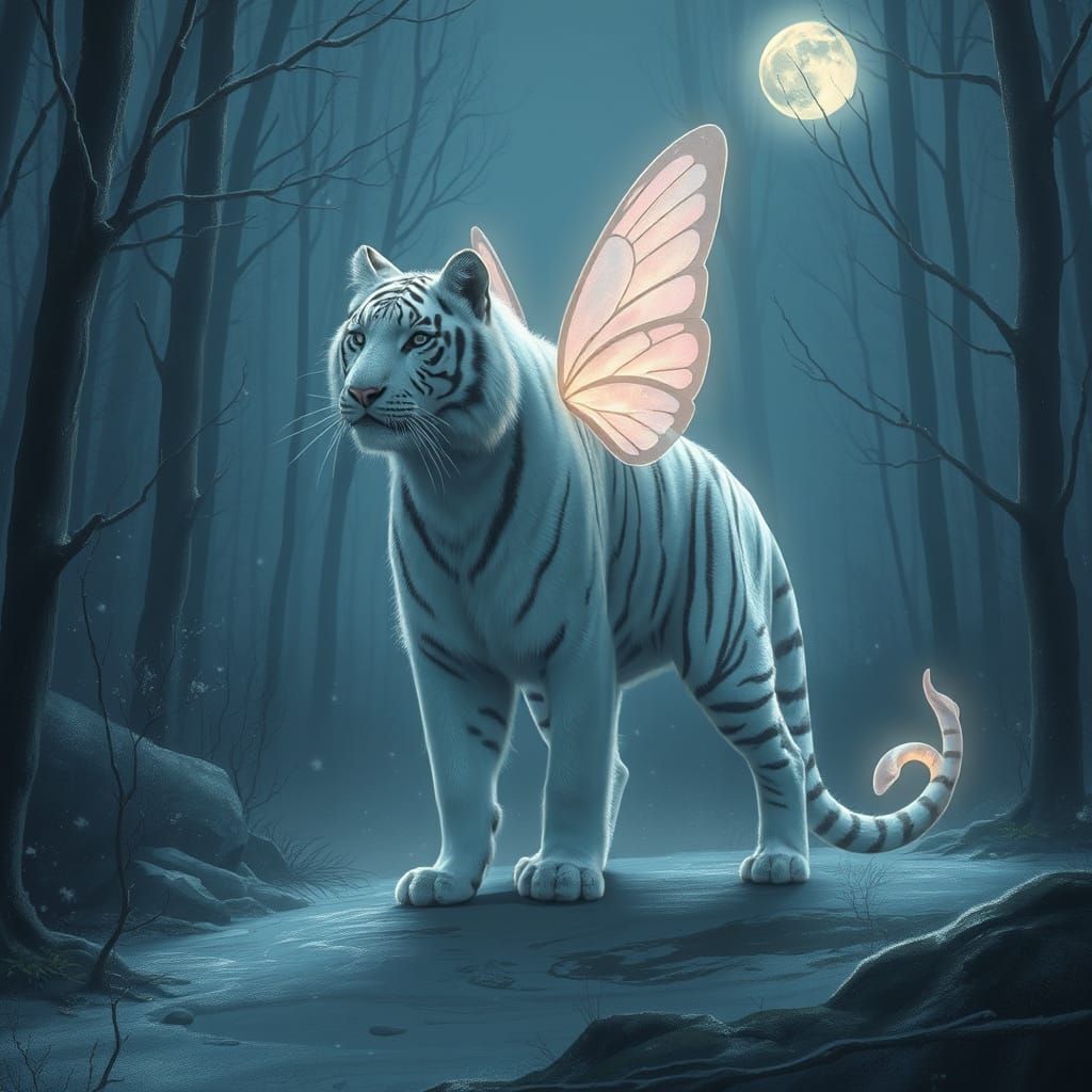 Luminous Nocturnal Creature in a Dreamy Moonlit Forest