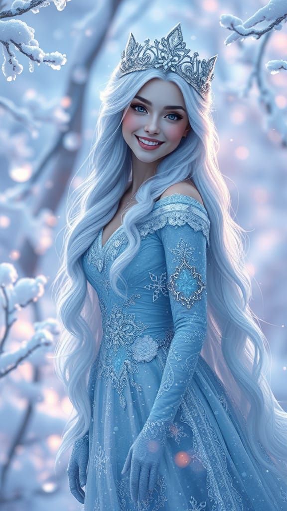 Regal Snow Queen with Whimsical Wonder